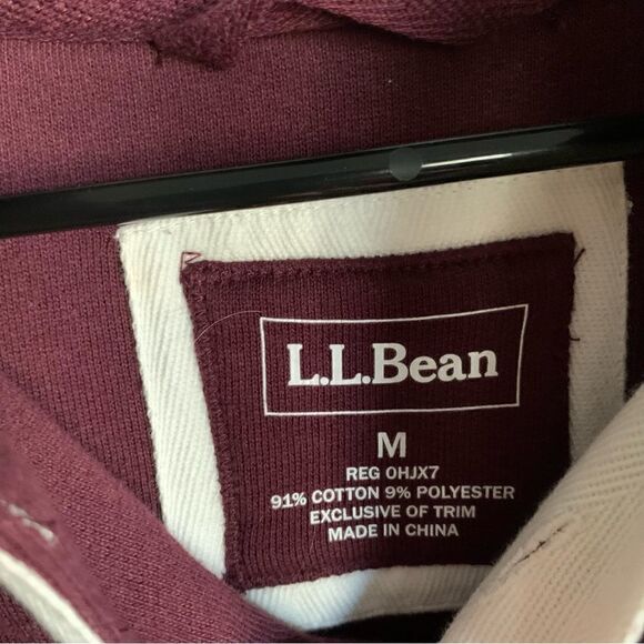 LL Bean 1912 Womens Pullover Hooded Sweatshirt Wine Sz M - Picture 3 of 10